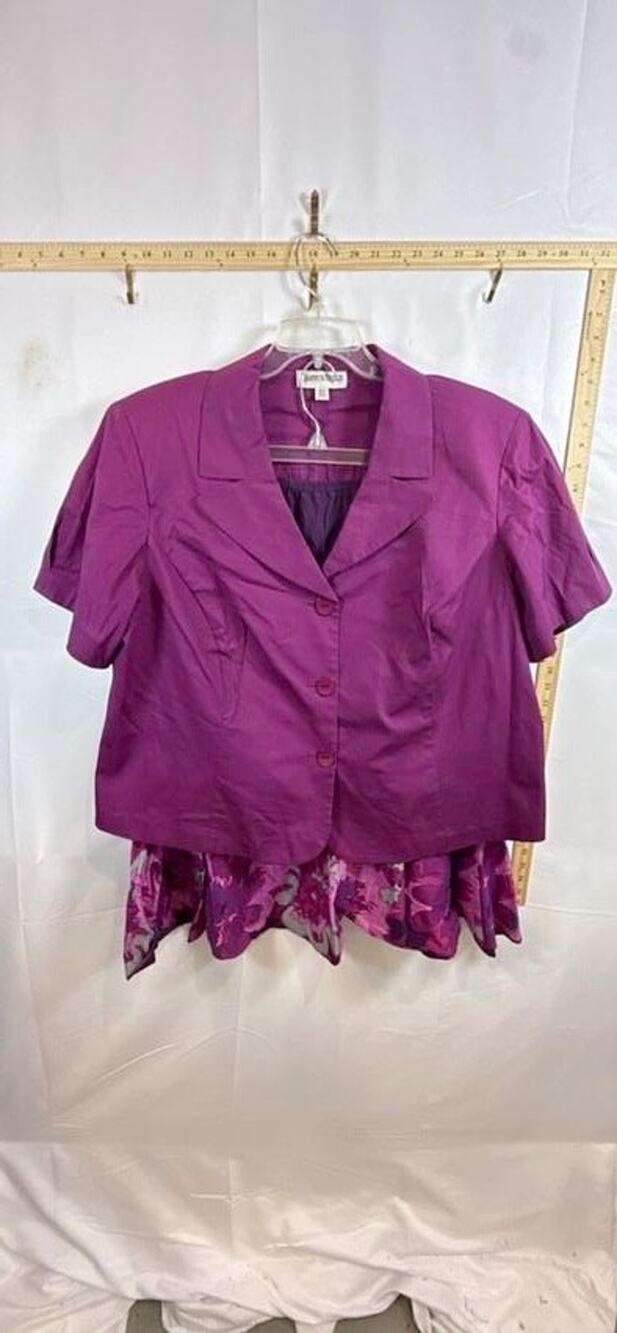 VINTAGE DANNY & NICOLE Womens Plus Size 22W Skirt Suit Set 2pc Purple Floral